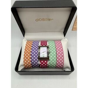Gossip Women's Watch With Changeable Colorful Polka Dot Bands - NIB